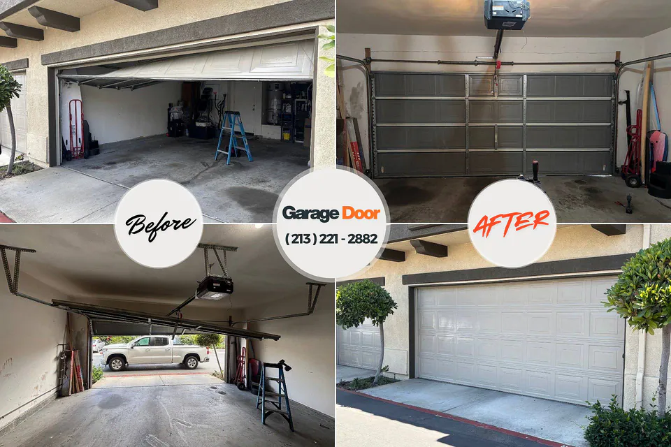 Before and after: garage door repair South Wilton, CT